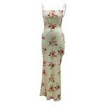 Owl's-Yard Women Low Cut Slip Maxi Dress Y2K Sleeveless Backless Square Neck Floral Printed Long Dresses Cocktail Party Bodycon Dress (G Floral Dress-Beige Red, M)