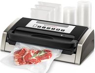 Bonsenkitchen Vacuum Sealer Machine, Globefish Technology for Powerful Vacuum Sealing, Low-Noise, Built-in Cutter and Bag Storage, Includes 2 Rolls and 100 Vacuum Bags, VS4100