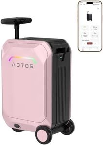 AOTOS Smart Rideable luggage-Roller carry-on luggage 22x14x9-TSA,Airline-Approved 22 inch Hardshell, Zipperless Travel Suitcase with Rolling Wheels,App Control-Cabin Suitcase for Airport Travel(Pink)