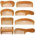 8 Pieces Handmade Wooden Beard Comb for Men Natural Wood Combs Set Wide Teeth and Fine Teeth Wood Beard Combs Massage Scalp Wooden Combs with Anti-static No Snag Brush for Beard, Hair, Mustache