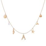 SANNIDHI® Choker Necklace for Women Girls Boho Adjustable Gold Chain Necklace Starfish Pearl Seashell Letter Pendant Charm Necklace Fashion Aesthetic Jewellery Birthday Gift for Women, Girls