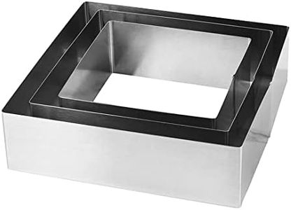Flunyina Square Mousse Cake Rings Set fo 3 Stainless Steel Cake Molds Tiramisu Cake Baking Cookie Cutters Bakeware Dessert Ring Pastry Mould Baking Tool, 5in, 6in, 7in