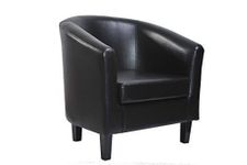 Mcc@Home Faux Leather Tub Chair Armchair club Chair for Dining Living Room & Cafe [Black* Brown* Cream* Red*] (Black)