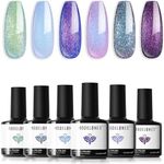 Modelones Gel Nail Polish 6 Colors Chameleon Aurora Shimmer Glitter Gel Polish Kit Blue Green Purple Nail Gel Polish Fall Winter Soak Off LED Nail Lamp Nail Art Gel Kit DIY Salon Gift for Women