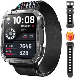 Military Smart Watch for Men, Flashlight/100-Day Battery/Compass/2 Bands