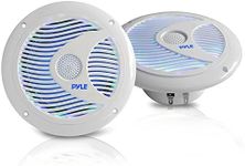 Pyle Marine Speakers, LED Lights, Waterproof, 6.5 Inch, 150 Watt Power, IP44 Grade, Polypropylene Cone, Includes Wiring & Mounting Hardware, Perfect for Marine Vehicles or Automobiles, White