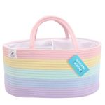 OrganiHaus Rope Diaper Caddy Basket & Baby Changing Basket - Diaper Caddy Organizer - Nursery Basket & Gifts for Newborn - Baby Organizer for Changing Table Basket Dividers & Handles - Rainbow Pastel