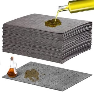MAUKUDIR 50 Pcs Oil Absorbent Pads, Oil Absorbing Sheets 10" x 13" Oil Spill Mat, Clean and Clear Oil Absorbing Sheets Oil Pads for Home Garage Basement Restaurant and Kitchen (Gray)