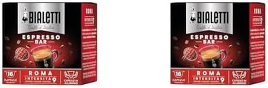 Bialetti Caffè d'Italia Roma, Capsule Espresso, Gusto Intenso, 16 Capsule (Lot de 2)