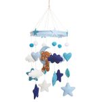 Li'll Pumpkins™ Teddy Bear Felt Baby Mobile, Moon Starry Sky Crib Mobile Nursery, Night Baby Mobile, Kids Mobile, Minimalist Mobile-Blue