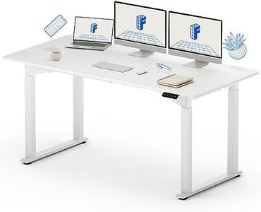 FLEXISPOT QS 4 Legs Dual Motors Electric Standing Desk 160 * 75cm Height Adjustable Desk with Splice Board Home Office Computer Workstation Electric Sit Stand up Desk(White Frame+White Top)