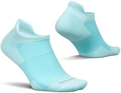 Feetures High Performance Max Cushion Ankle Sock - No Show Socks for Women & Men with Heel Tab - Sea Glass, L (1 Pair)