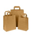 Brown Paper Bags with Handles - Perfect for Lunch, Takeaway, Grocery, Gift Bags and Party use (50, Medium)