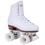 Chicago Skates Women's and Girl's Premium Leather Lined Rink Roller Skate - Classic White Quad Skates