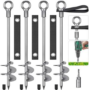 Insaga Fully Welded Ground Anchors, 18'' Spiral Earth Anchor Heavy Duty Swing Set Anchors, 4pcs Wind Resistant Trampoline Wind Anchors with Straps for Securing Animals, Trees, Tents, Shed, Carport