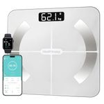 Healthkeep Smart Body Fat Scale with 13 Body Composition Metrics, Smart Digital Bathroom Weighing Scale Compatible with iOS Android, Max 400lb/180kg, 26 * 26cm