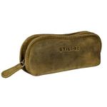 STILORD 'Glasgow' Glasses Case Leather Zipper for Sunglasses Reading Glasses Spectacles Eyeglass Case Storage Pouch for Women Men Genuine Vintage Leather, Colour:Middle Brown