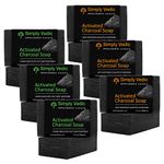 Simply Vedic 6-Pack Activated Charcoal Soap; Lemongrass-Mint (3Pcs) & Eucalyptus Oil (3Pcs) Soap Bar Collection For Body, Hand, Face. Cold Pressed Handmade For Men & Women (3.5 Oz. X 6)
