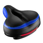 Roguoo Bike Seat, Most Comfortable Bicycle Seat Dual Shock Absorbing Memory Foam Waterproof Bicycle Saddle Bike Seat Replacement with Refective Tape for Mountain Bikes, Road Bikes