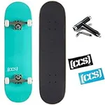 [CCS] Logo Skateboard Complete Mint 8.00" - Maple Wood - Professional Grade - Fully Assembled with Skate Tool and Stickers - Adults, Kids, Teens, Youth - Boys and Girls