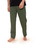 DaMENSCH The Stretch Men's Woven Cotton Tapered Fit Pyjama Pants- Forest Green- Large