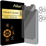 Ailun 2Pack Privacy Screen Protector for iPhone 13 Pro Max [6.7 inch] + 2 Pack Camera Lens Protector, Anti Spy Private Tempered Glass Film, [9H Hardness] - HD [Black][4 Pack]