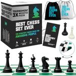 Best Chess Set Ever Tournament Chess Set, 3X Triple Weighted Staunton Pieces, with 20" Foldable Double-Sided Silicone Chess Board, Super Heavyweight Edition Unmatched Chess Set for Adults
