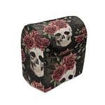 Lunarable Halloween Stand Mixer Cover, Mexican Sugar Skull Rose Bouquets Spooky Traditional Humour Culture, Kitchen Appliance Organizer Bag Cover with a Pocket, 6-8 Quarts, Black Grey Ruby