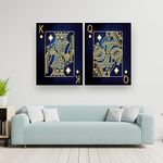 NoWorries Paintings for Wall Decoration - King & Queen Diamond Cards Wall Art Decor Posters for Living Room - Wall Paintings/Wall Hanging (14x20 inches) Set of 2 Multicolor