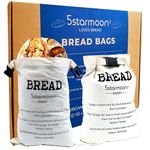 Organic Reusable 100% Cotton Bread Bags for Homemade Bread Large, Pack of 2 (13x15-inch) | Eco-Friendly, Premium Quality Bread Bags, Easy to Wash, Homemade Bread Storage (Buckle)