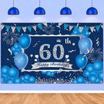 Blue 60th Birthday Decoration Banne