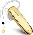 New bee Bluetooth Earpiece V5.0 Wireless Handsfree Headset 24 Hrs Driving Headset 60 Days Standby Time with Noise Cancelling Mic Headsetcase for iPhone Android Samsung Laptop Truck Driver, Gold