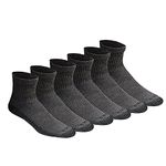 Dickies Men's Dri-tech Moisture Control Quarter Socks Multipack, Charcoal (6 Pair), Shoe Size: 6-12