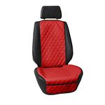 FH Group Car Seat Cushion Faux Leather Automotive Seat Cushions - Universal Fit, Car Seat Cushion with Front Pockets, Airbag Compatible Car Seat Cushions for SUV, Sedan, Van Front Set Red