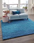 AHMAD RUGS GALLERY Sky Blue Colour Fluffy Shag Area Rugs 12x18 feet for Living Room, Shaggy Floor Carpet for Bedroom, Girls Carpets Kids Home Decor Rugs, Cute Luxury Non-Slip