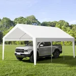 Garvee Carport, 10'x20' Extra Large Heavy Duty Carport, Portable Heavy Duty Garage Shelter with 8 Legs, Garage Tent for Car, Truck, SUV, Car Canopy with All-Season Tarp - White