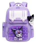 ADSON 4D Hard Shell Cartoon Kawaii Girls Korean Travel School Bag|Backpack Anti Theft Travel Aesthetics Casual Bookbag Rucksack School|College Backpack Durable Water Resistant (Kuromi Purple)