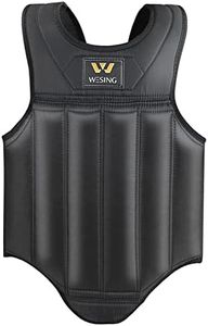 Wesing Martial Arts Muay Thai Boxing Chest Protector MMA Sanda Chest Guard (Black, S)