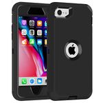 iPhone SE Case, droperprote 3-Layer iPhone SE 2020/2022 Case, Hevay Duty Drop-Proof Hard Case for iPhone SE 2nd 3rd 4.7 inch Black