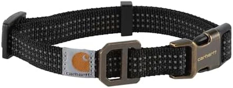 Carhartt Fully Adjustable Nylon Webbing Collars for Dogs, Reflective Stitching for Visibility, Black (Nylon Webbing), Medium