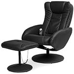 Best Choice Products Faux Leather Electric Massage Recliner w/Stool Footrest Ottoman, Remote Control, 5 Heat & Massage Modes, Side Pockets - Black
