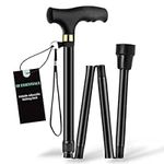 Easy Folding Walking Sticks for Men Ladies - Folding Extendable Walking Sticks for Men Disabled - Adjustable Height Lightweight Walking Canes for Men Collapsible Walking Stick Non Slip Handle (BLACK)