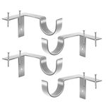 No Drill Curtain Rod Brackets Silver Curtain Rod Holder Quickly Tap Right nto Window Frame, Heavy Duty Easy Curtain Rod Hooks Hanger for 1 to 1 1/5 inch Drapes Rod, 4 Pack