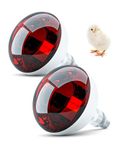 250 Watt Heat Lamp Red Infrared Bulbs Glass Heat Lamp Bulb for Food Service, Brooder Heat Lamp for Chicks, Reptile, Pet, Bathroom, Light Therapy Use E26 Base, Flood Light Heat Lamp Bulb - 2Pack