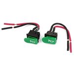 sourcing map 2 Pcs SPST Green Horn Button Momentary Wired Rocker Switch DC 12V