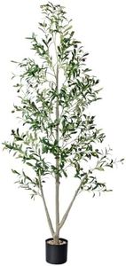 Olive Trees Artificial Indoor, 6FT Tall Faux Olive Tree with Moss and Planter, Artificial Plants Indoor with Realistic Silk Leaves and Lifelike Fruits, Fake Tree for Home Office Living Room Decor