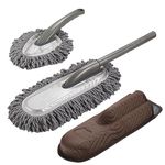 JSCARLIFE Car Duster Kit, 2 Pack Car Dust Brush Set with Microfiber Pollen Dusters Extendable Handle Multipurpose Car Dusters for Cleaning Exterior Interior