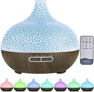 Purpledi Humidificador ultrasónico y difusor de Aroma 550 ml.Ultra silencioso,Apagado Automático.Humidificador Aceites Esenciales con Control Remoto y LED de 7 Colores de para Hogar, Oficina, SPA