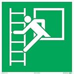 Sticker Escape Window Rescue Ladder Life Window Emergency Exit 200 x 200 mm Sign According to ISO7010 and DIN 67510 Photoluminescent and Self-Adhesive