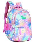 TRUE HUMAN School Bag for Girls, Lightweight Casual Backpacks for Women,Stylish and Trendy College Backpacks for Girls (RAINBOW SERIES) (Rainbow Pink)